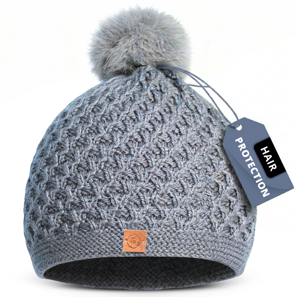 Women's Smooth-Knit Hair-Friendly Wool-Blend Beanie, For Hair protection, Gray
